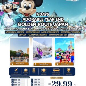 7D ADORABLE YEAR END GOLDEN ROUTE JAPAN WITH TOKYO DISNEY SEA + UNIVERSAL STUDIO + FUJITEN SKI RESORT